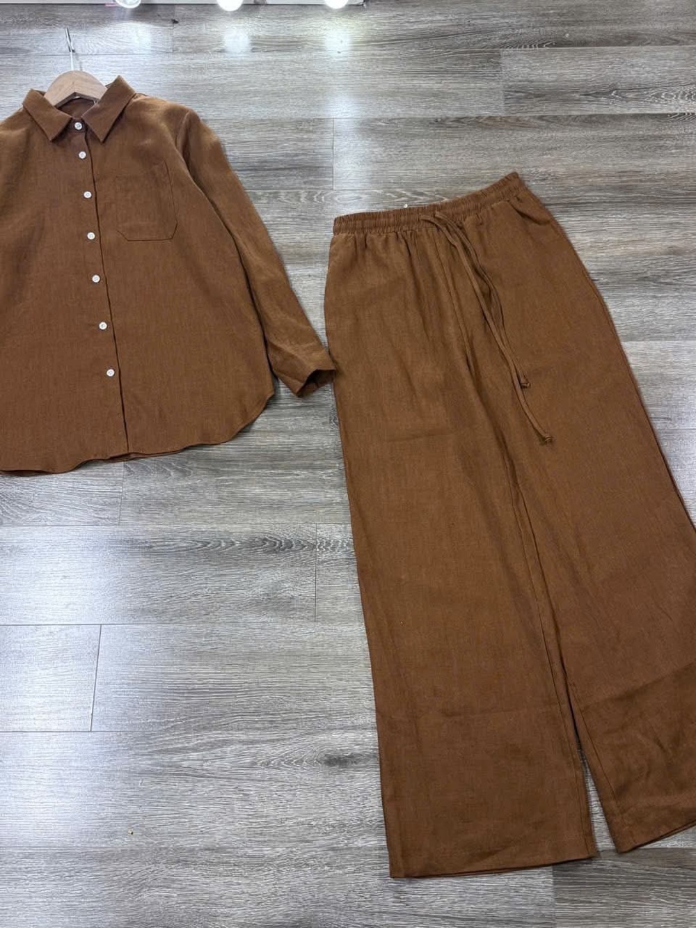 Only Brown Wide-Leg Drawstring Pants